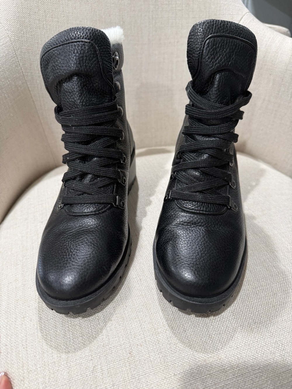 Caslon Black Lace-Up Leather Ankle Boots